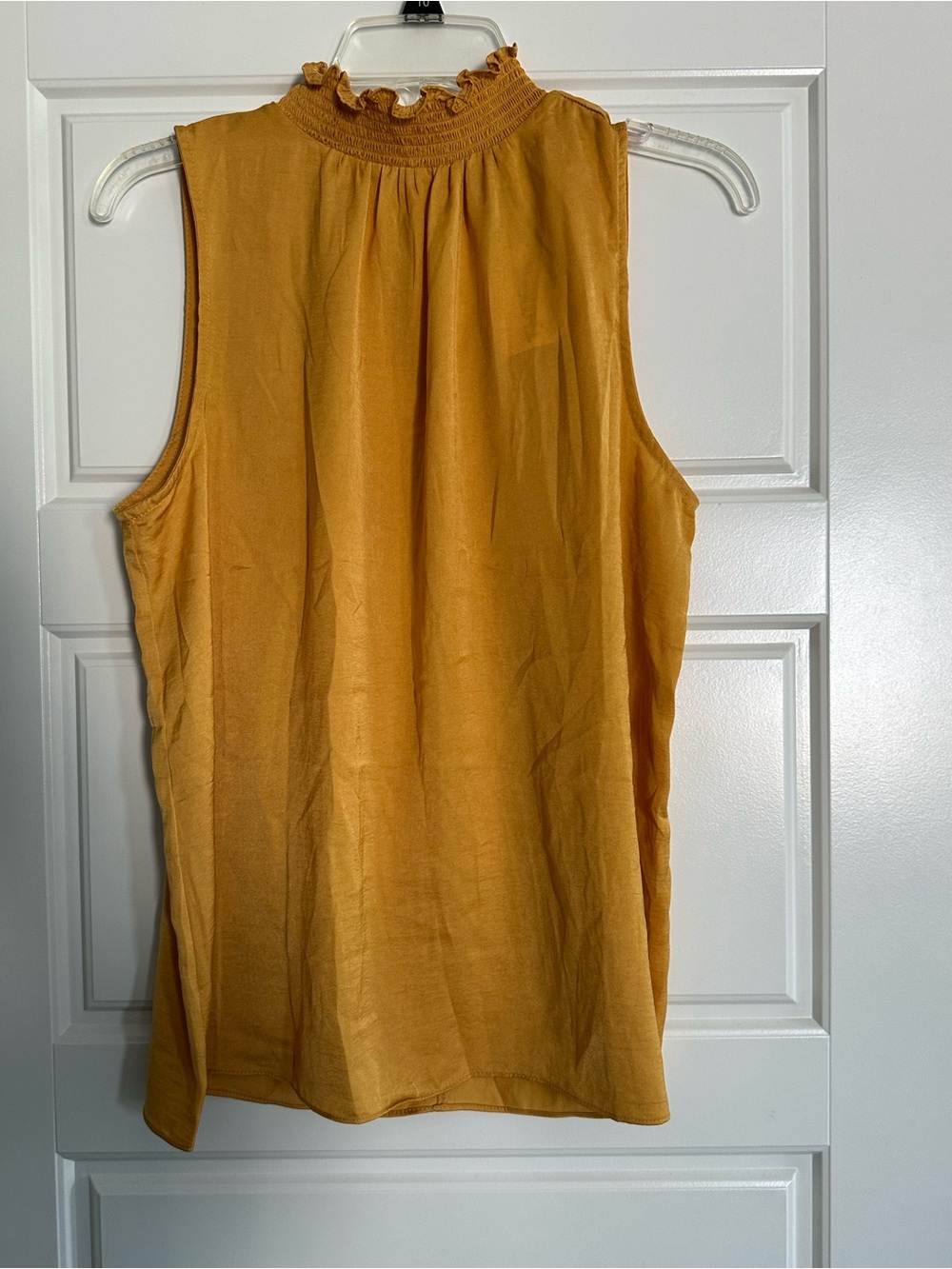 NWT Alex & Lili Sleeveless Smocked Neck Women's Top - Mustard